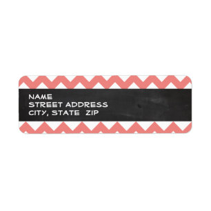 Light Coral Chevron Stripes; Chalkboard look Return Address Label
