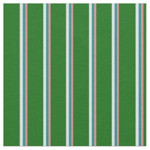 Light Coral, Dark Cyan, Lavender & Dark Green Fabric