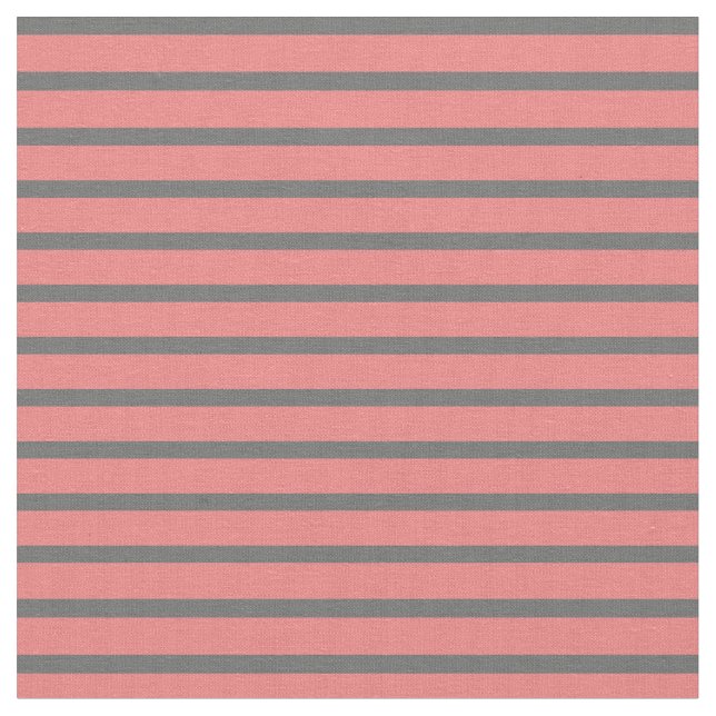Light Coral & Dim Grey Coloured Lines Fabric (Close Up)