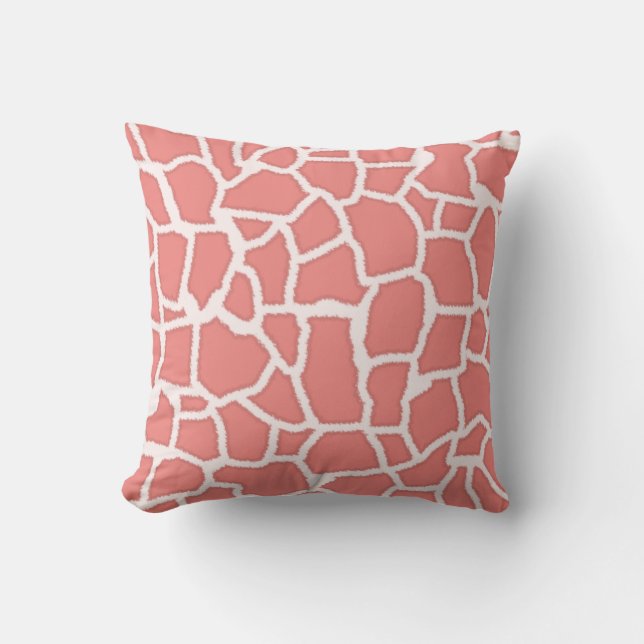 Light Coral Giraffe Animal Print Cushion (Front)