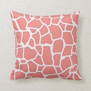 Light Coral Giraffe Animal Print Cushion