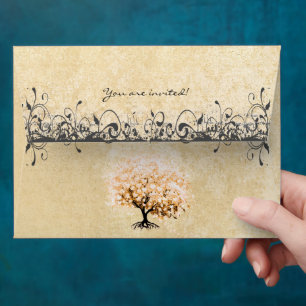 Light Coral Heart Leaf Tree Envelopes