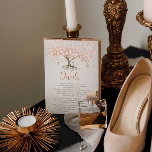 Light Coral Heart Leaf Tree Wedding Invites (Creator Uploaded)