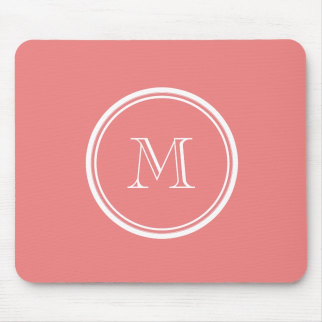 Light Coral High End Coloured Monogram Mouse Pad (Front)