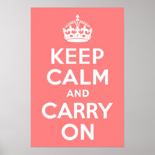Light Coral Keep Calm and Carry On Poster