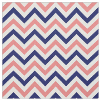 Light Coral, Navy, White LG Chevron ZigZag Sz6 Fabric