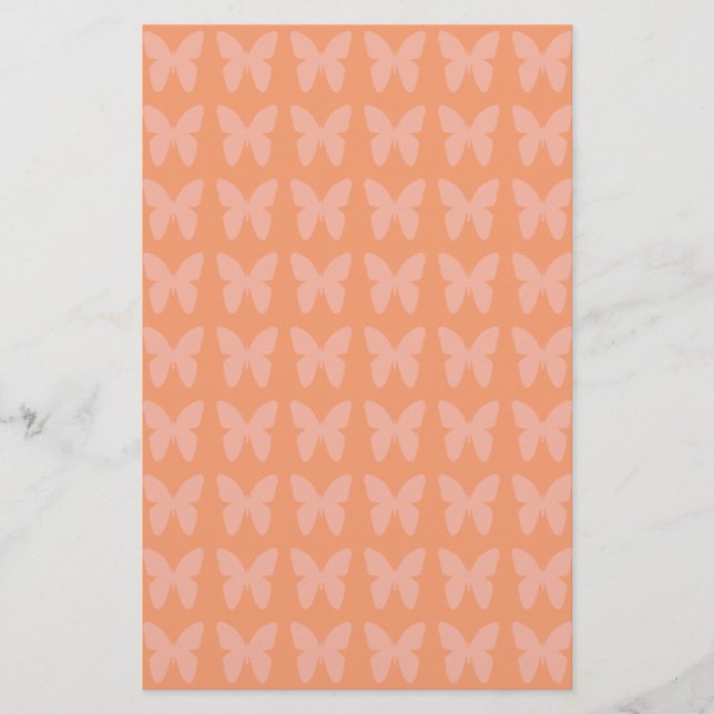 Light Coral Orange Background Butterfly Patterns (Front)