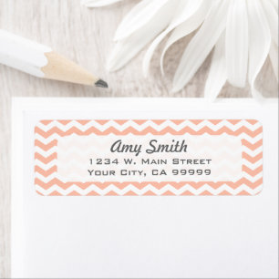 Light Coral Peach Chevron Stripes Pattern Return Address Label