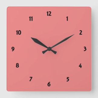 Light Coral Square Wall Clock