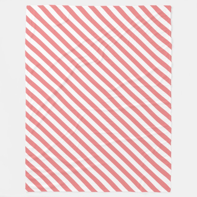 Light Coral Striped Design Fleece Blanket (Front)