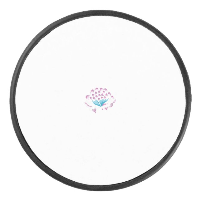 Light Cornflower Blue, Sky Megenta, Girly Hockey Puck (Front)