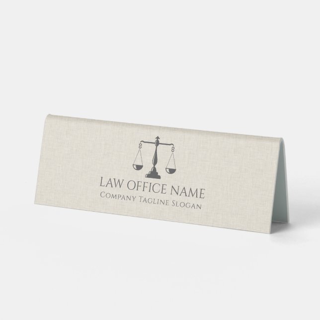 Light Cream & Black Linen Justice Scale (Front)