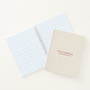Light cream linen texture brown typography notebook