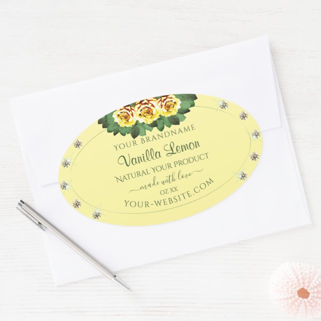 Light Cream Product Labels Yellow Roses Diamonds (Envelope)