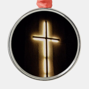 Light Cross Metal Ornament