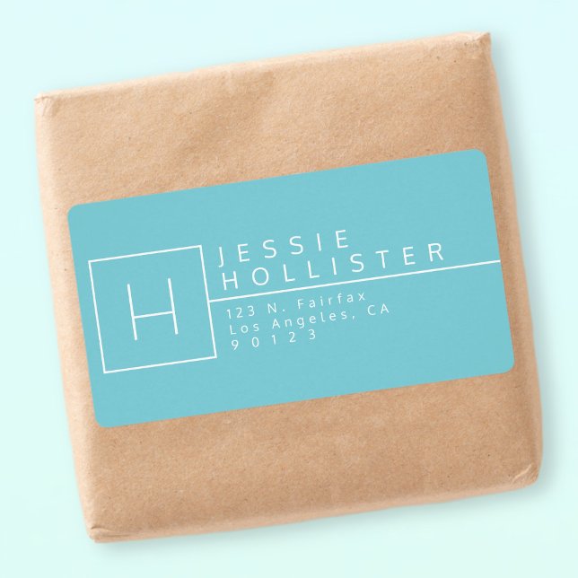 Light Cyan Blue & White Monogrammed Return Address (Creator Uploaded)