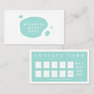 Light Cyan Cute Minimalist Salon Coffee Shop Loyalty Card