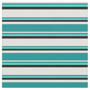 Light Cyan, Dark Cyan, Turquoise & Black Coloured Fabric