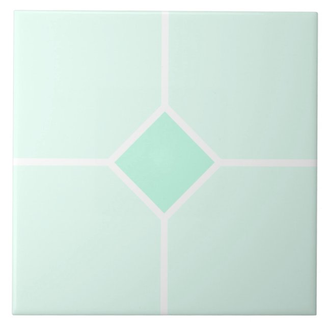 Light cyan green and white square cross ceramic tile (Front)