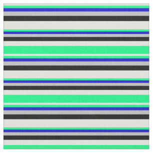 Light Cyan, Green, Blue, Grey & Black Coloured Fabric