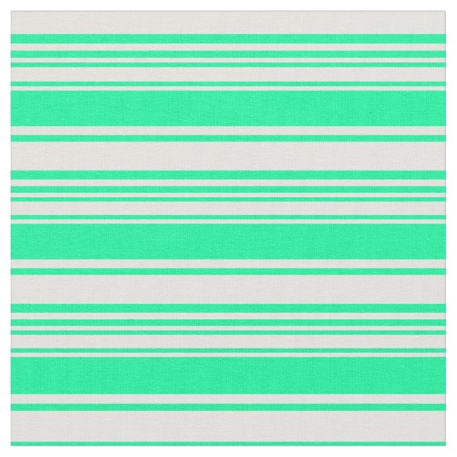 Light Cyan & Green Striped Pattern Fabric (Close Up)