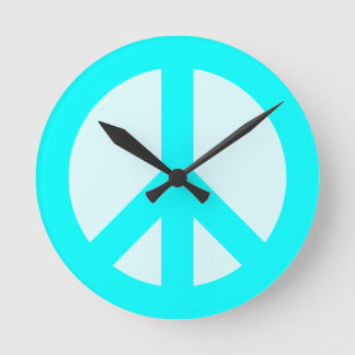 Light Cyan Peace Sign Wall Clock