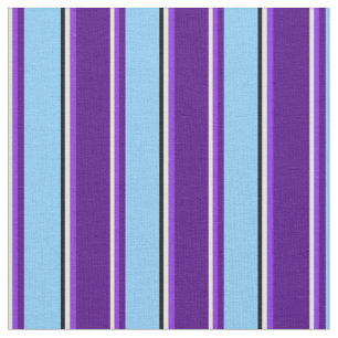 Light Cyan, Purple, Indigo, Light Sky Blue & Black Fabric