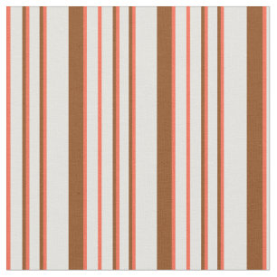 Light Cyan, Red, and Brown Lines Fabric