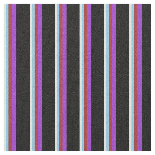 Light Cyan, Sky Blue, Brown, Dark Orchid & Black Fabric (Close Up)