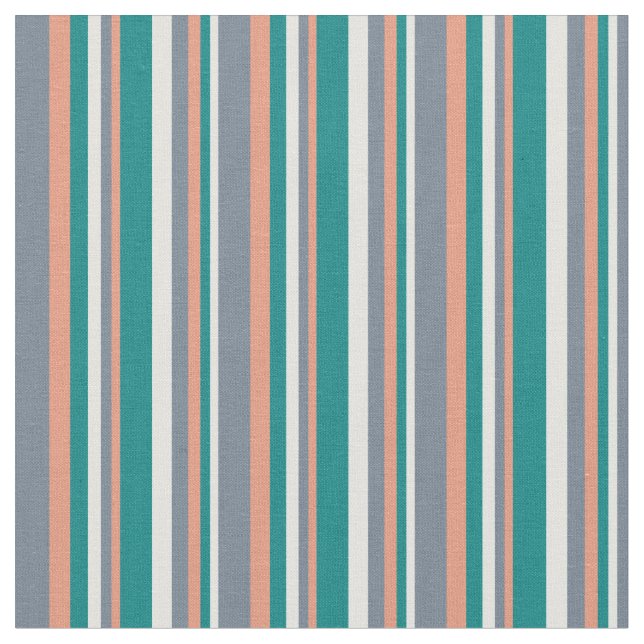 Light Cyan, Teal, Dark Salmon, and Slate Grey Fabric (Close Up)