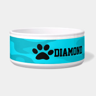 Light &Dark Blue Camouflage Personalised Dog Bowl