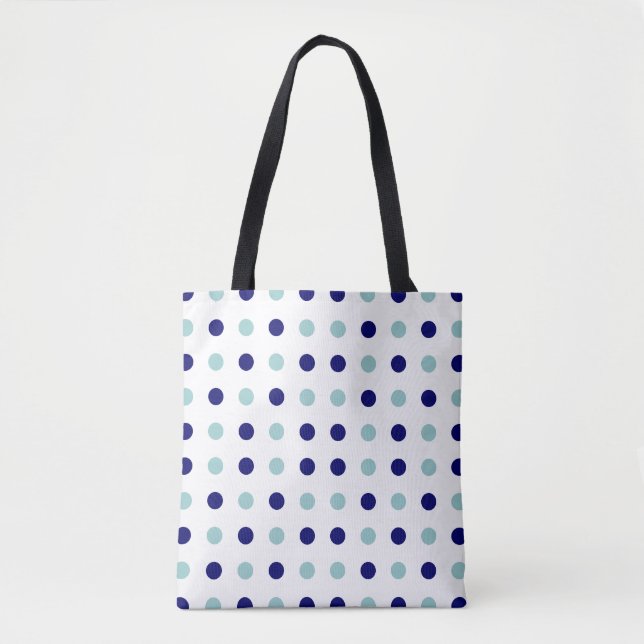 Light & Dark Blue Dots Tote Bag (Front)