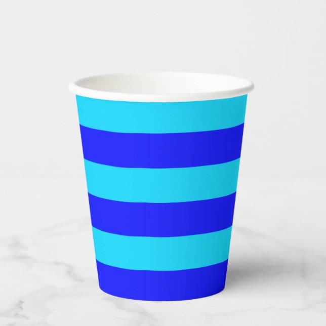 Light Dark Blue Stripes   Paper Cups (Front)