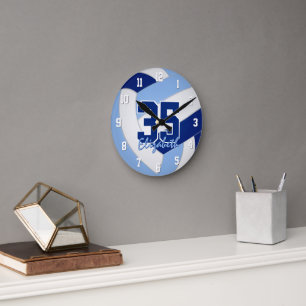 light dark blue team colours custom volleyball round clock