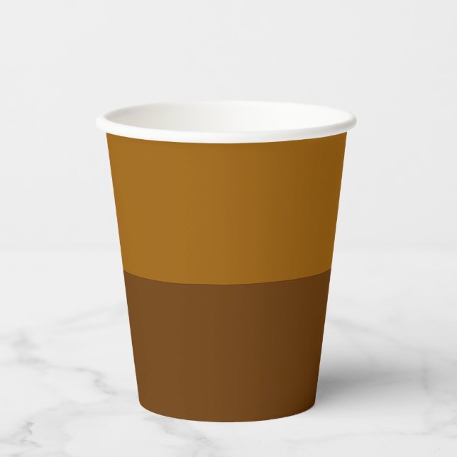 Light Dark Brown Part Half Sides Design Paper Cups (Front)