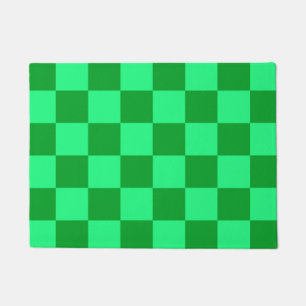 Light Dark Green Chequered Design Doormat