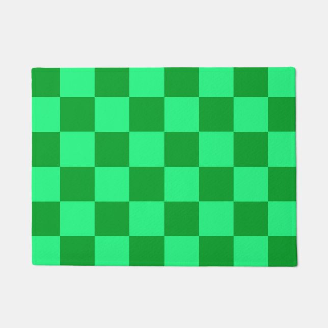 Light Dark Green Chequered Design  Doormat (Front)