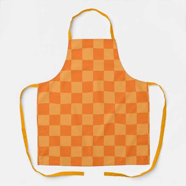 Light Dark Orange Chequered Design  Apron (Front)