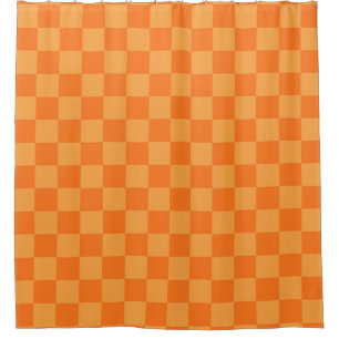 Light Dark Orange Chequered Design  Shower Curtain