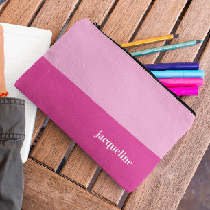 Light Dark Pink Simple Style Custom Name Accessory Pouch