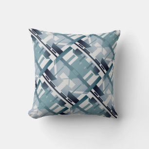 Light & Dark Slate Teal on Off-white Slanted Motif Cushion