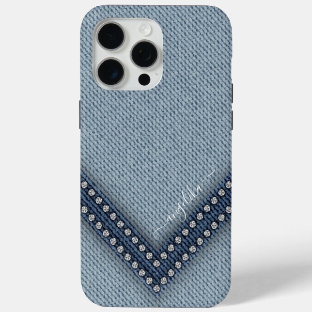 Light Denim with Rhinestones Case-Mate iPhone Case (Back)
