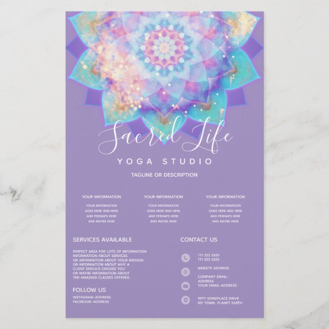 Light Devotion Mandala Lilac Intro | Services  Flyer (Front)