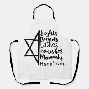 Light Dreidel Latke Kanish Menorah Hanukkah  Apron