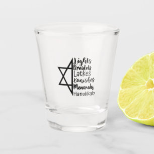 Light Dreidel Latke Kanish Menorah Hanukkah Shot Glass