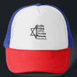 Light Dreidel Latke Kanish Menorah Hanukkah  Trucker Hat<br><div class="desc">Hanukkah celebration,  Jewish food,  menorah light,  dreidel spin,  potato latke,  knish snack,  Jewish traditions,  Hanukkah cuisine,  Jewish holiday 2025,  festive Hanukkah</div>