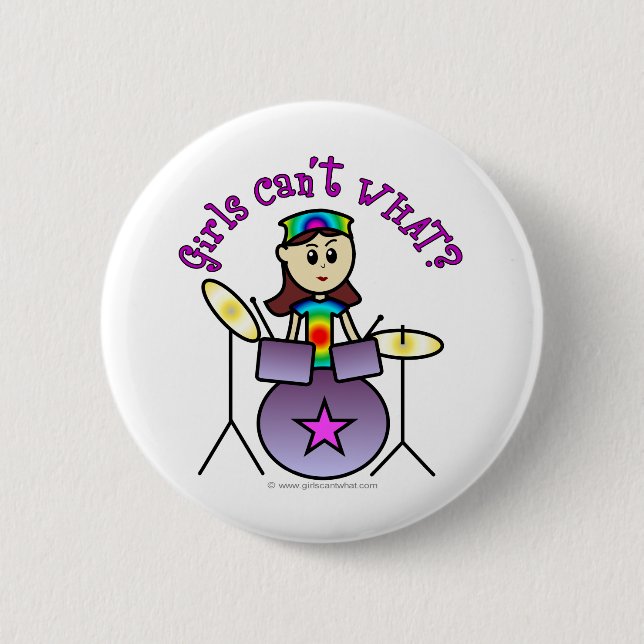 Light Drummer Girl 6 Cm Round Badge (Front)