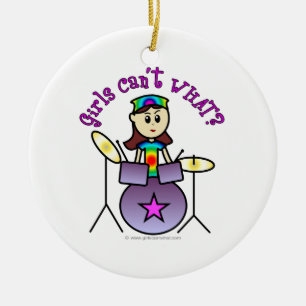 Light Drummer Girl Ceramic Ornament