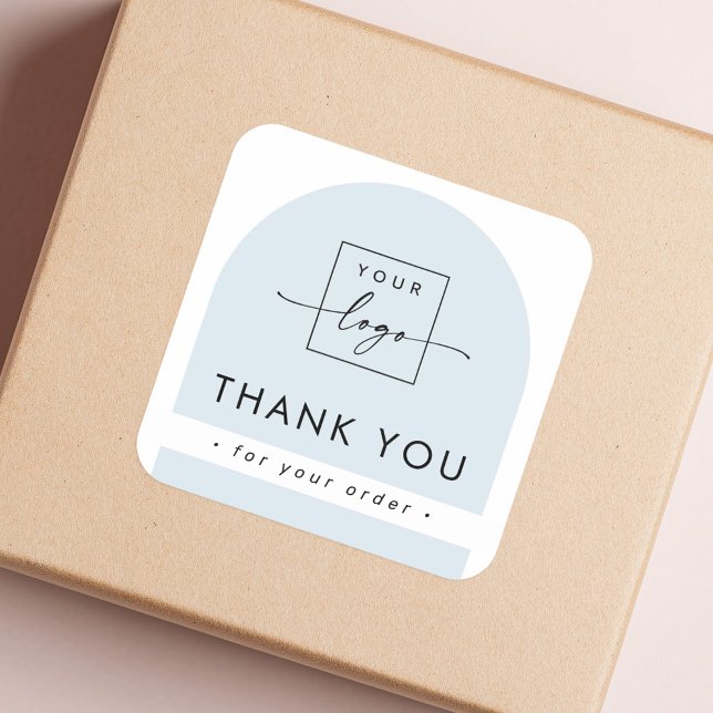 Light dusty blue arch business thank you square sticker (Light dusty blue arch business thank you square sticker)