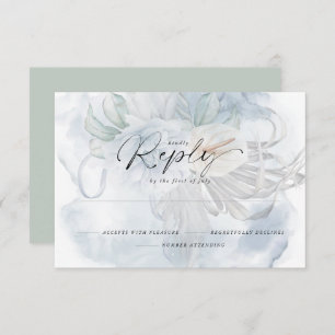 Light Dusty Blue BOHO Floral Reply RSVP Card